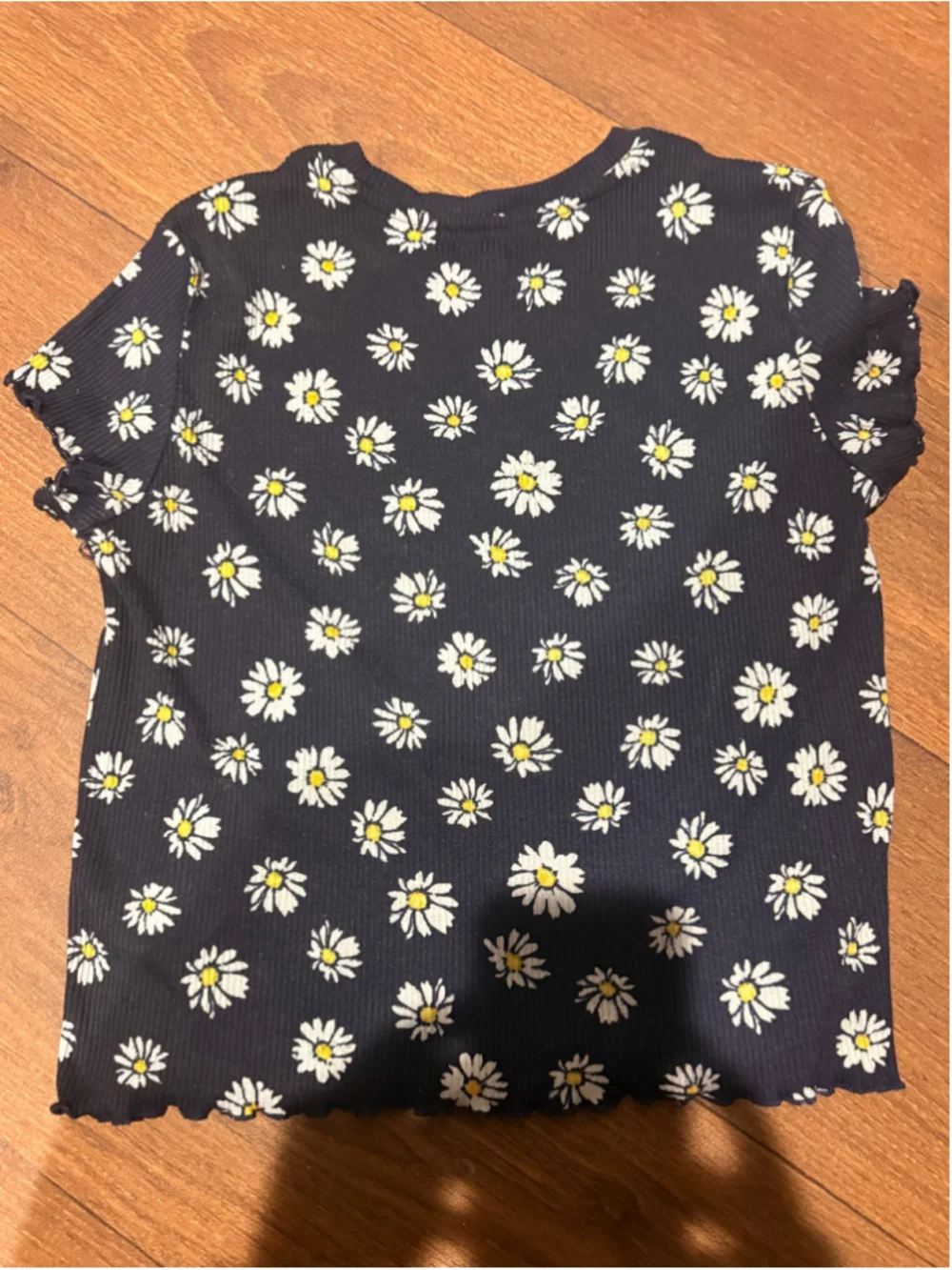 Girls Old Navy Daisy Print Short Sleeve Tee Navy White XL